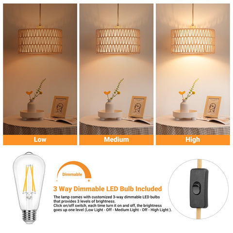 Qingmiao pendant light illuminated delivers 360-degree light for bright rooms.