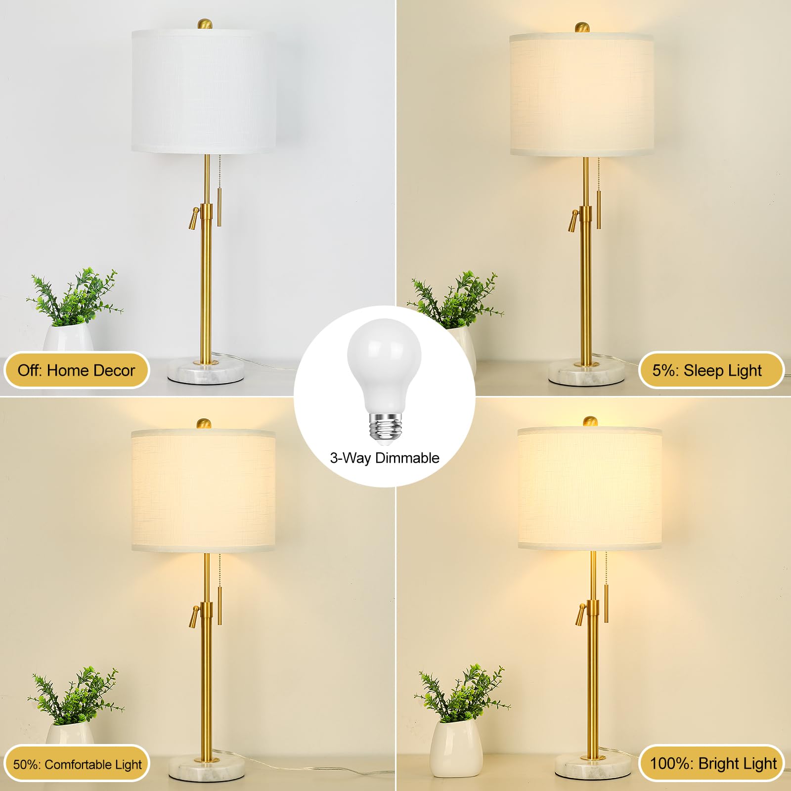 Qingmiao table lamp white linen shade provides soft, diffused light.
