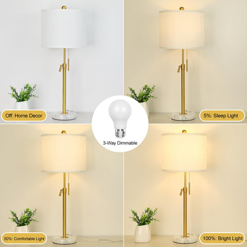 Qingmiao table lamp white linen shade provides soft, diffused light.