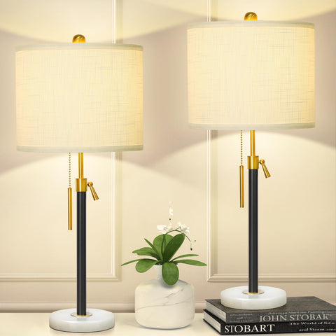 Qingmiao table lamp height adjustable from 22 to 30 inches for flexible bedside lighting.