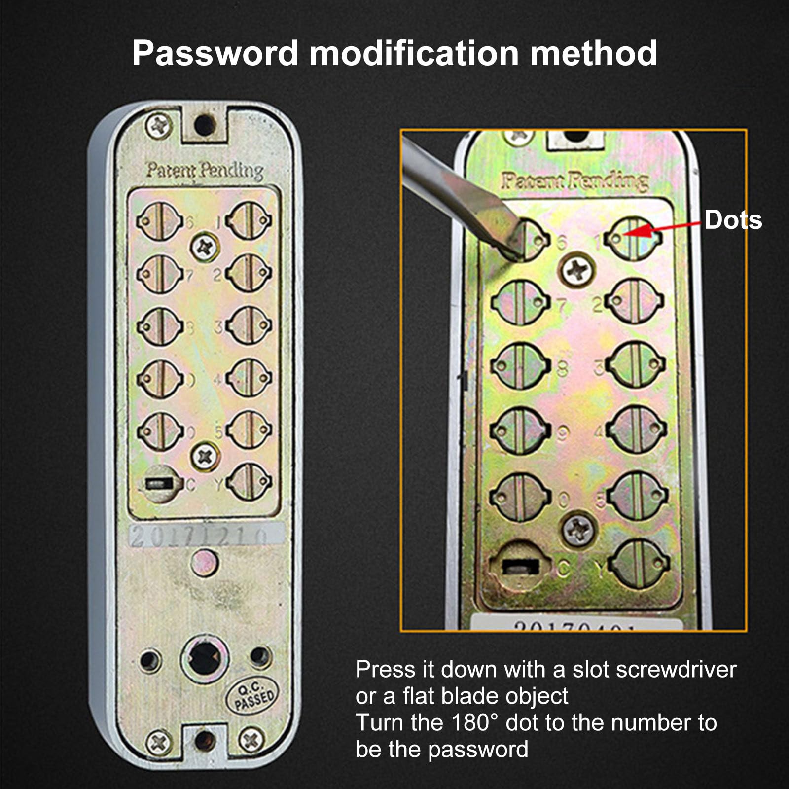 Outdoor view of Qivine lock displaying keypad panel and code entry
