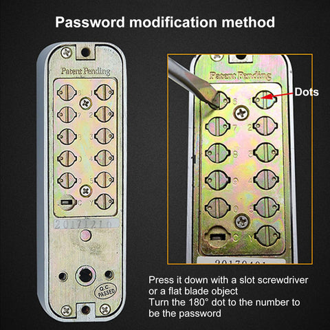 Outdoor view of Qivine lock displaying keypad panel and code entry