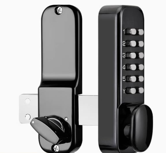 Qivine mechanical keyless door lock front view with rugged zinc alloy for outdoor use