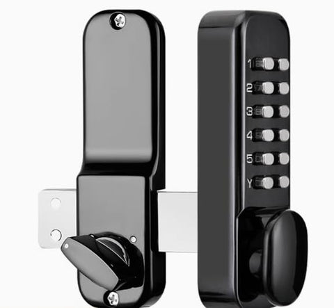 Qivine mechanical keyless door lock front view with rugged zinc alloy for outdoor use