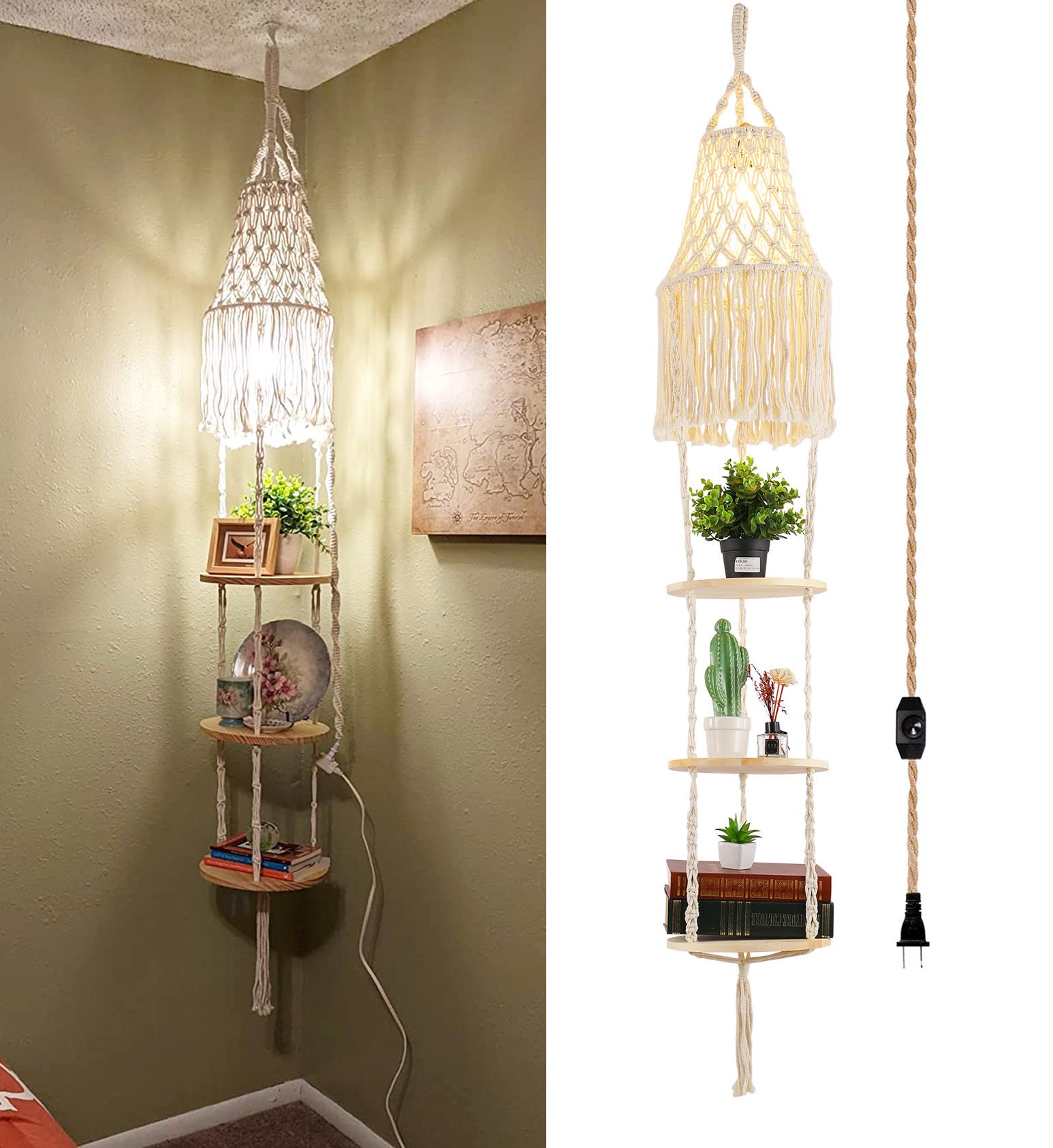 QIYIZM boho plug-in pendant light shade for warm ambient lighting in cozy spaces