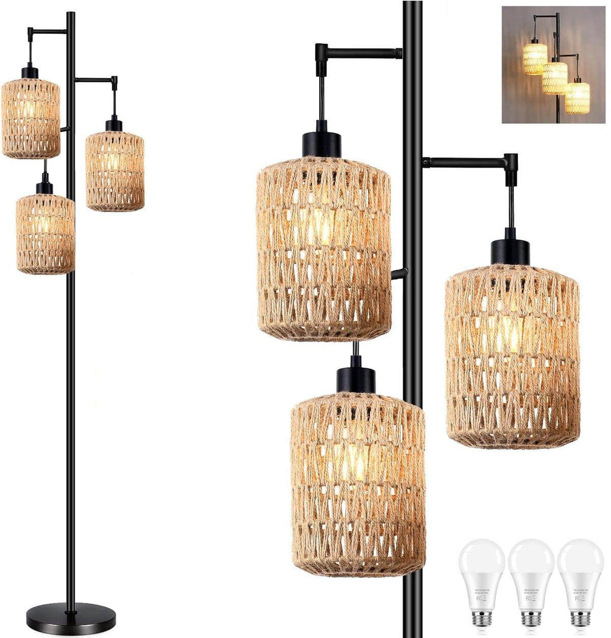 QIYIZM floor lamp with 3 heads angles highlights versatile lighting for living spaces