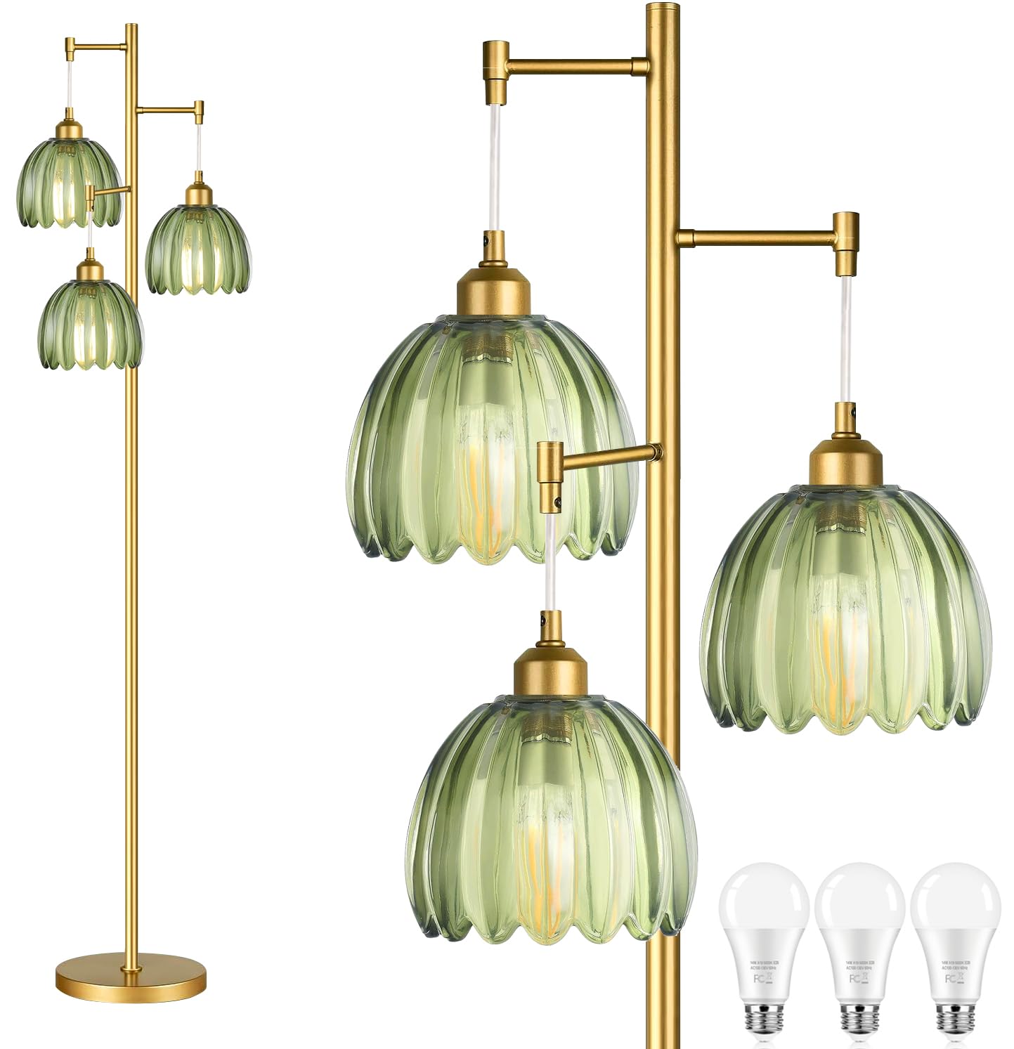QIYIZM gold floor lamp base in brass provides stable support for living spaces.