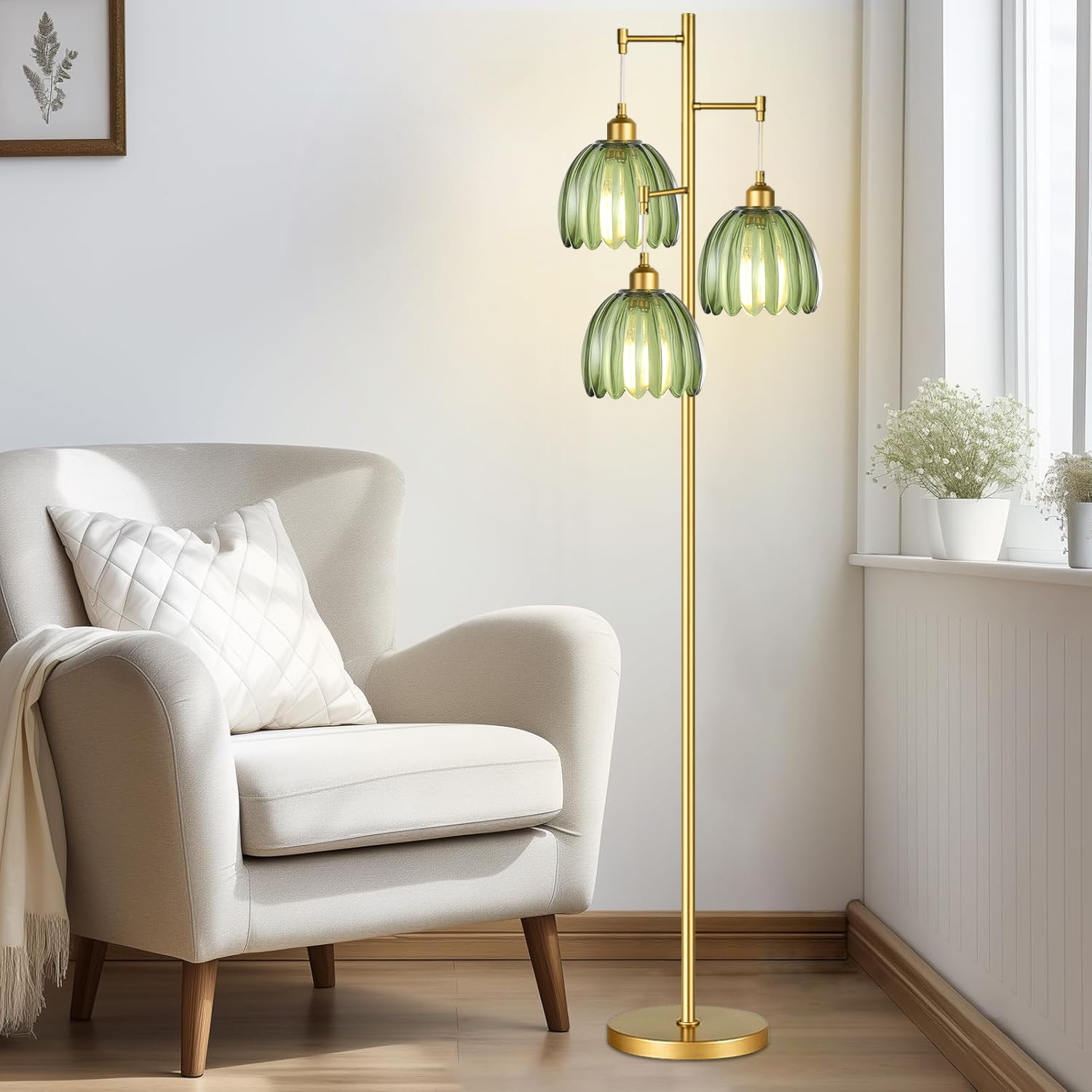QIYIZM gold floor lamp easy assembly for quick setup.