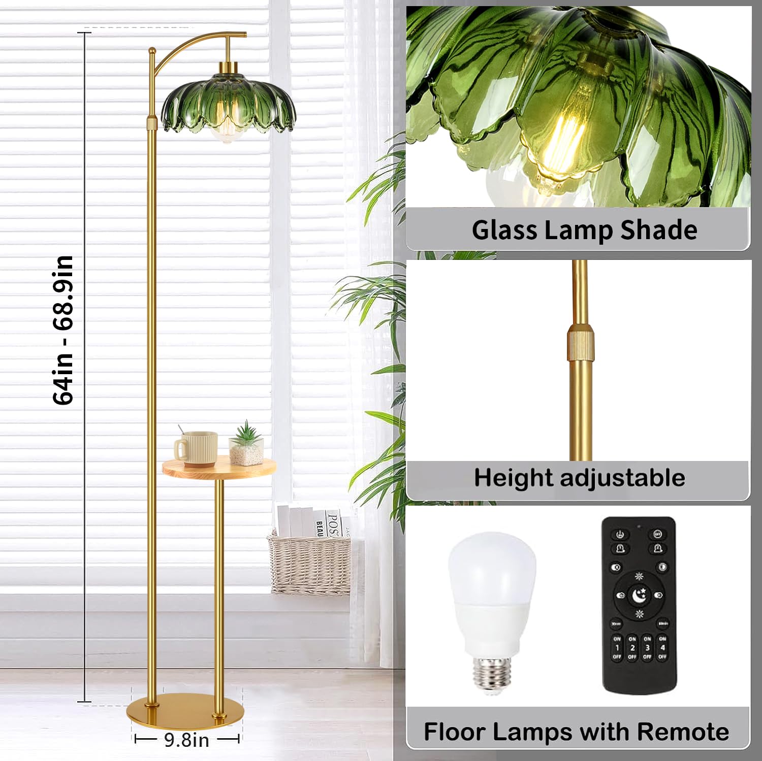 QIYIZM height-adjustable lamp from 64 to 69 inches fits desks and sofas
