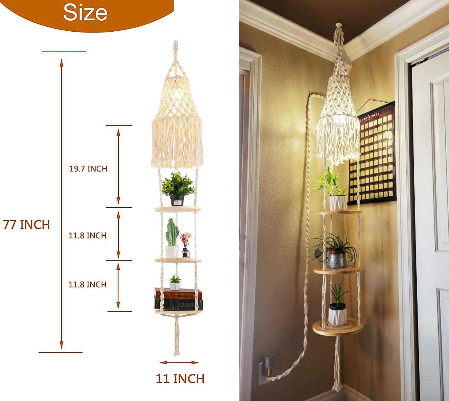 QIYIZM 14.7ft hemp rope cord offers flexible hanging placement