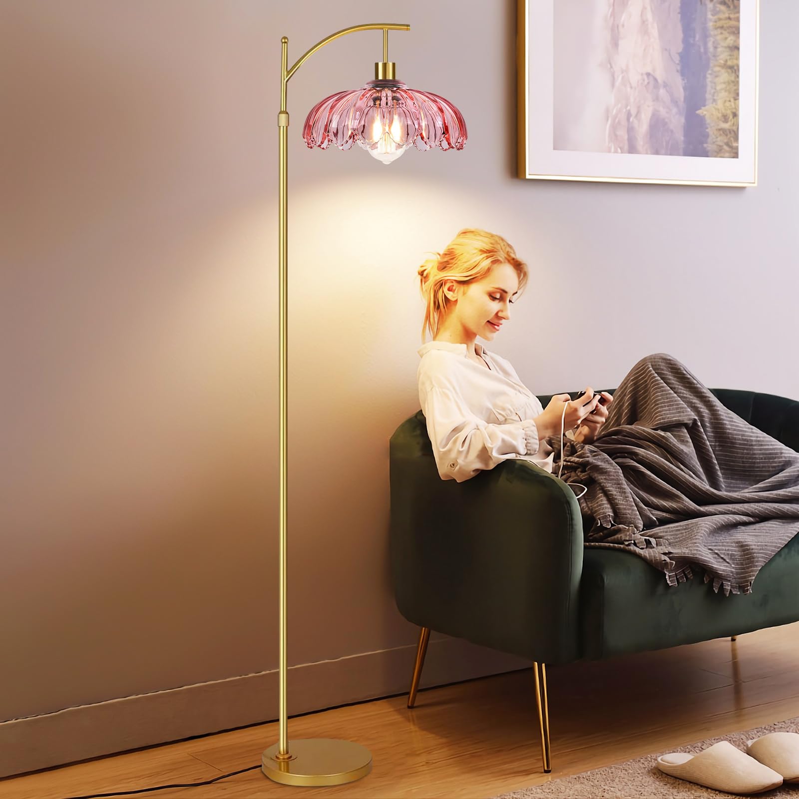 QIYIZM living room boho floor lamp creates inviting ambiance