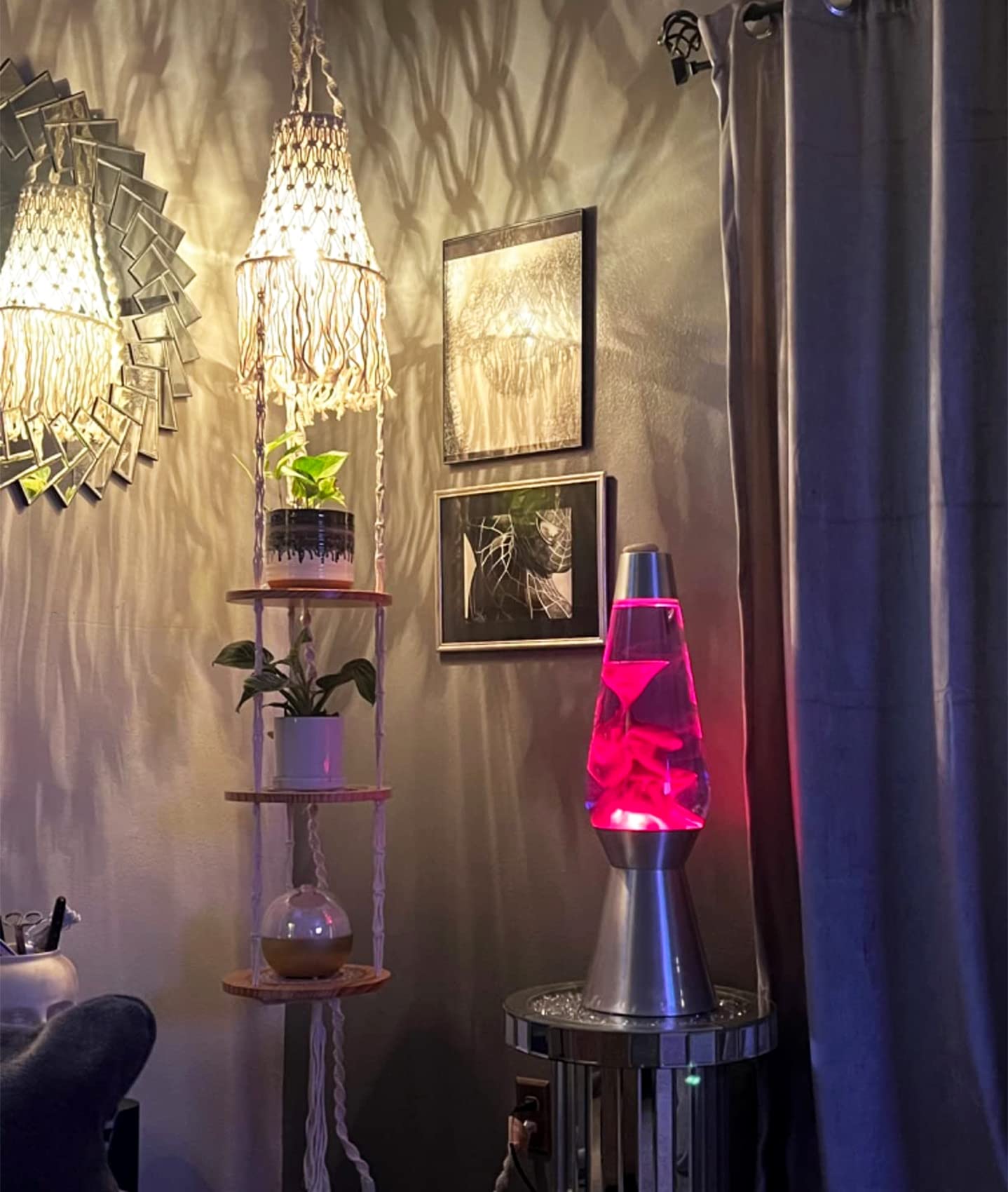 QIYIZM macrame lamp shade fringe detail enhances bohemian room texture