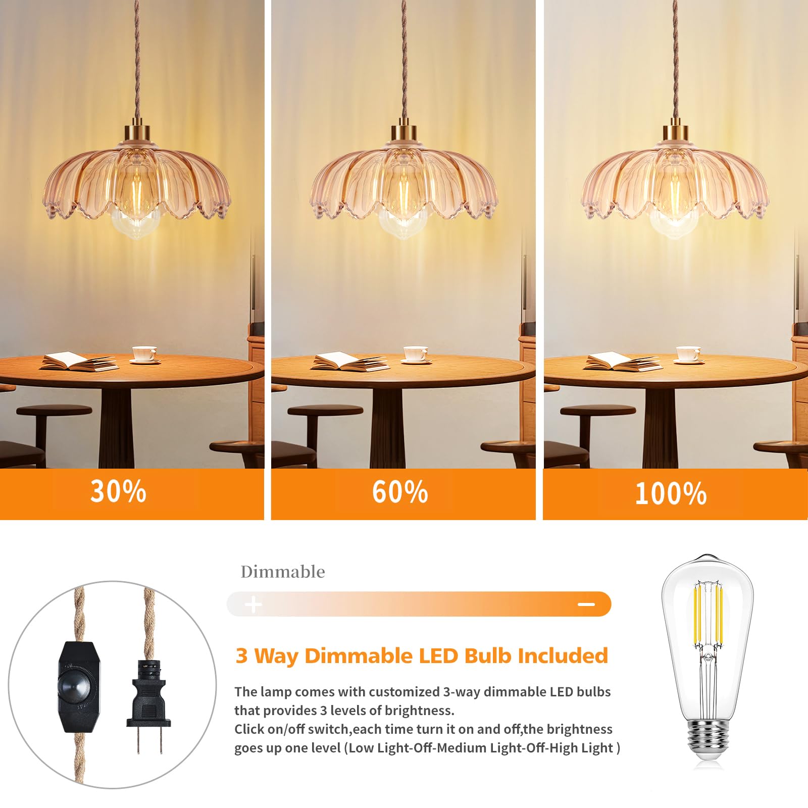 QIYIZM gold finish pendant lamp adds mid-century charm and ambient lighting.