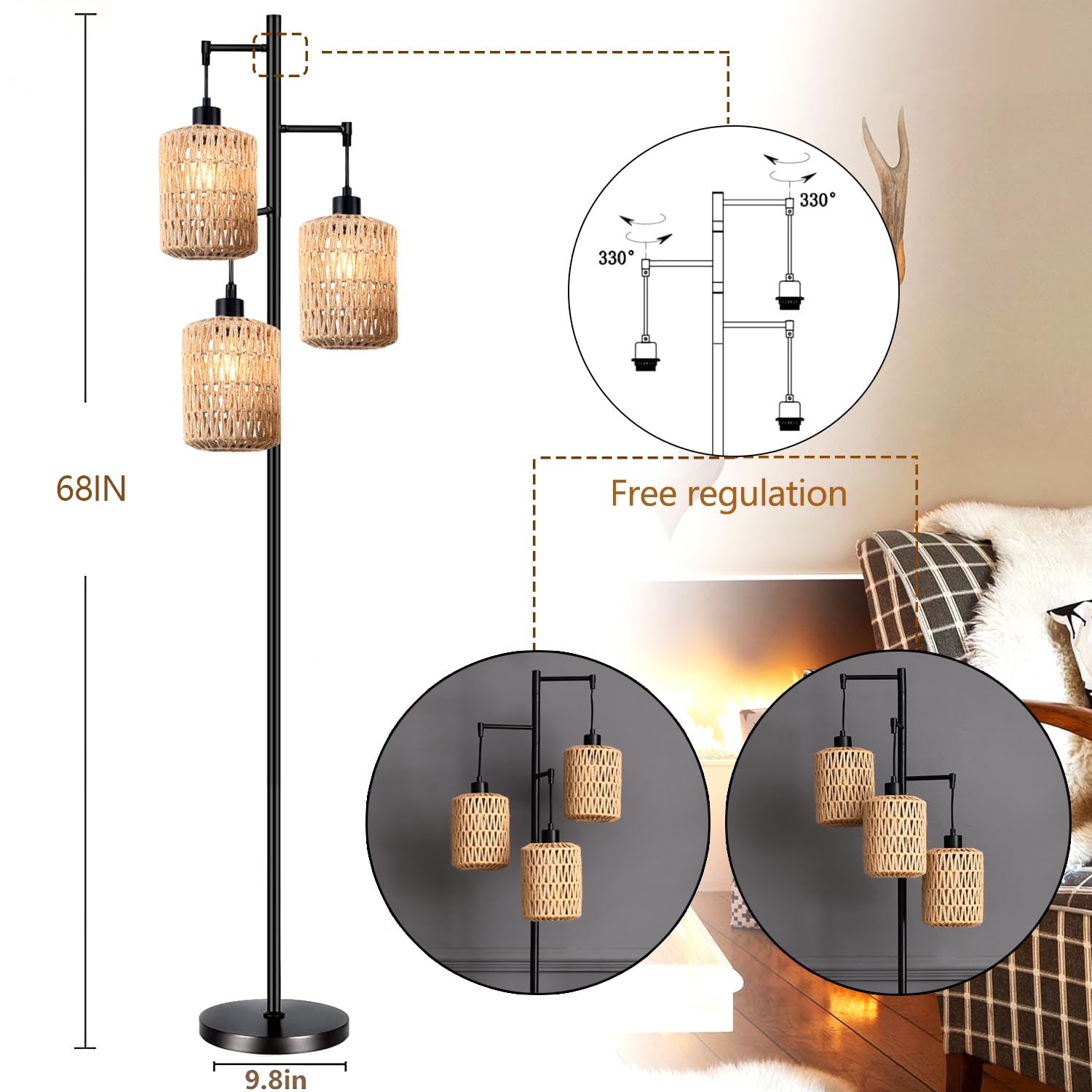 QIYIZM woven bamboo shade adds textured boho style