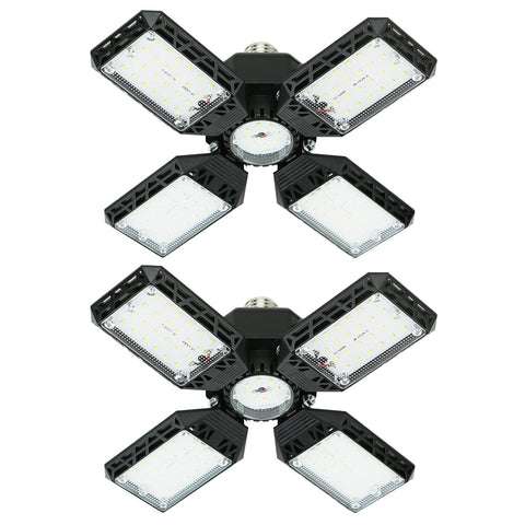 QiyuanLS garage light with four adjustable panels for wide coverage.