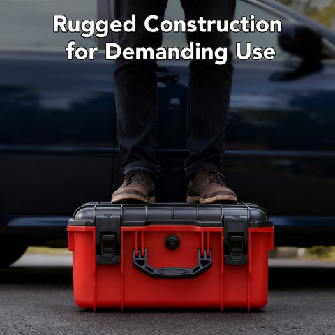 QKJCE case provides space for three M18 batteries and the inflator for organized storage