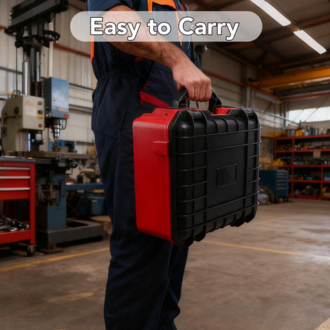 QKJCE case with ergonomic handle for easy transport and handling