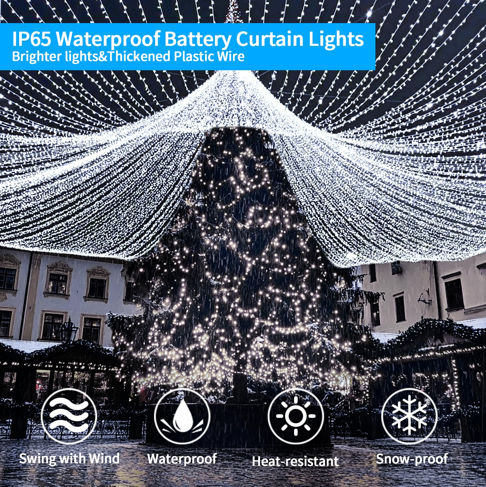QLIRJAD curtain lights include 10 hooks for quick, tool-free hanging.