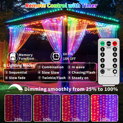 QLIRJAD 300 LED beads creating a soft waterfall effect for decor