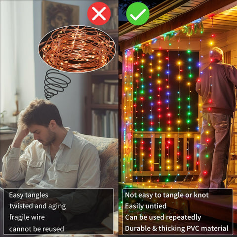 QLIRJAD battery box powering the curtain lights without cords