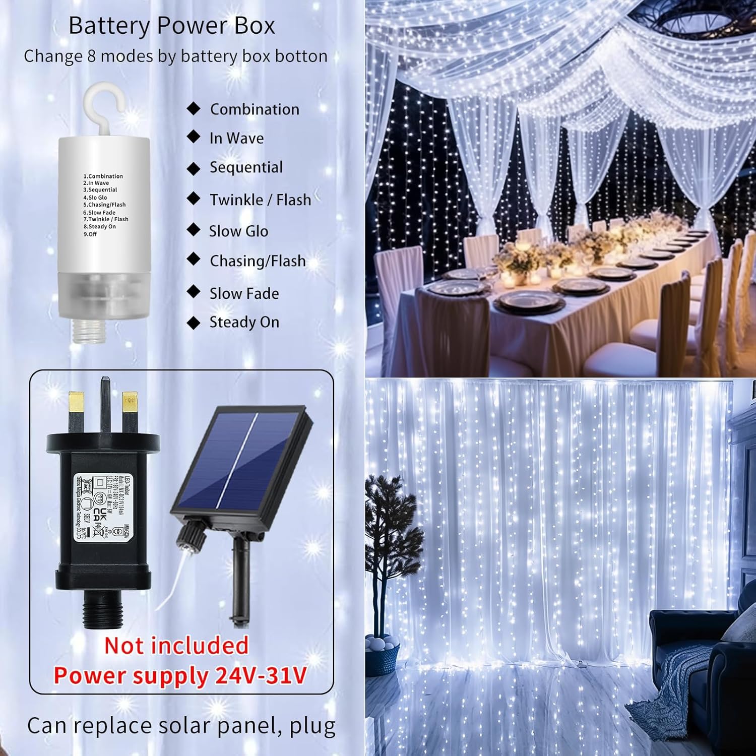 QLIRJAD curtain lights remote and dimmable control for customizable ambiance.