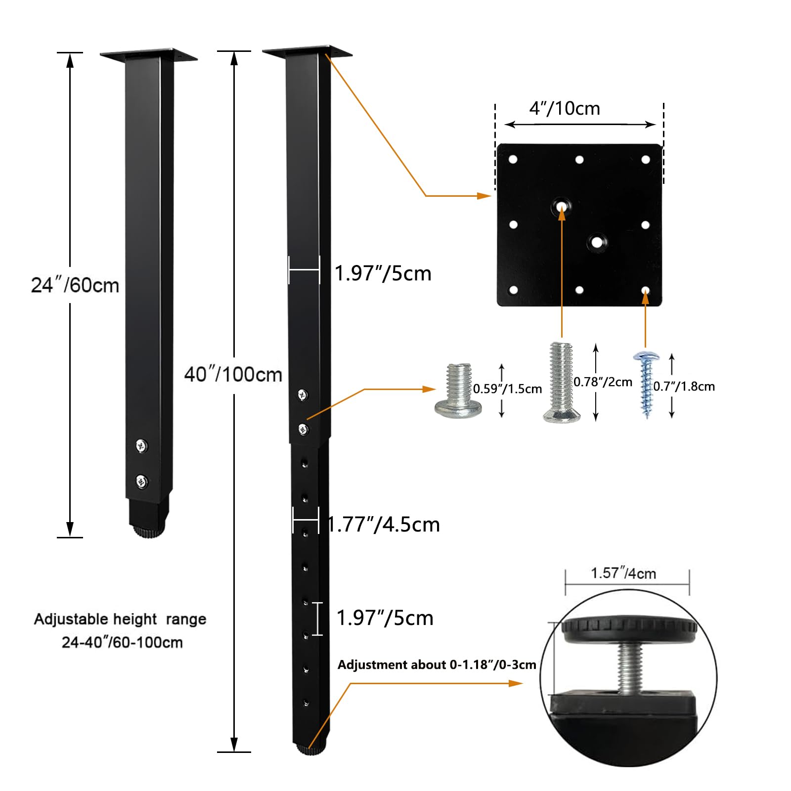 QLLY adjustable square table leg screw mechanism enables precise height adjustments
