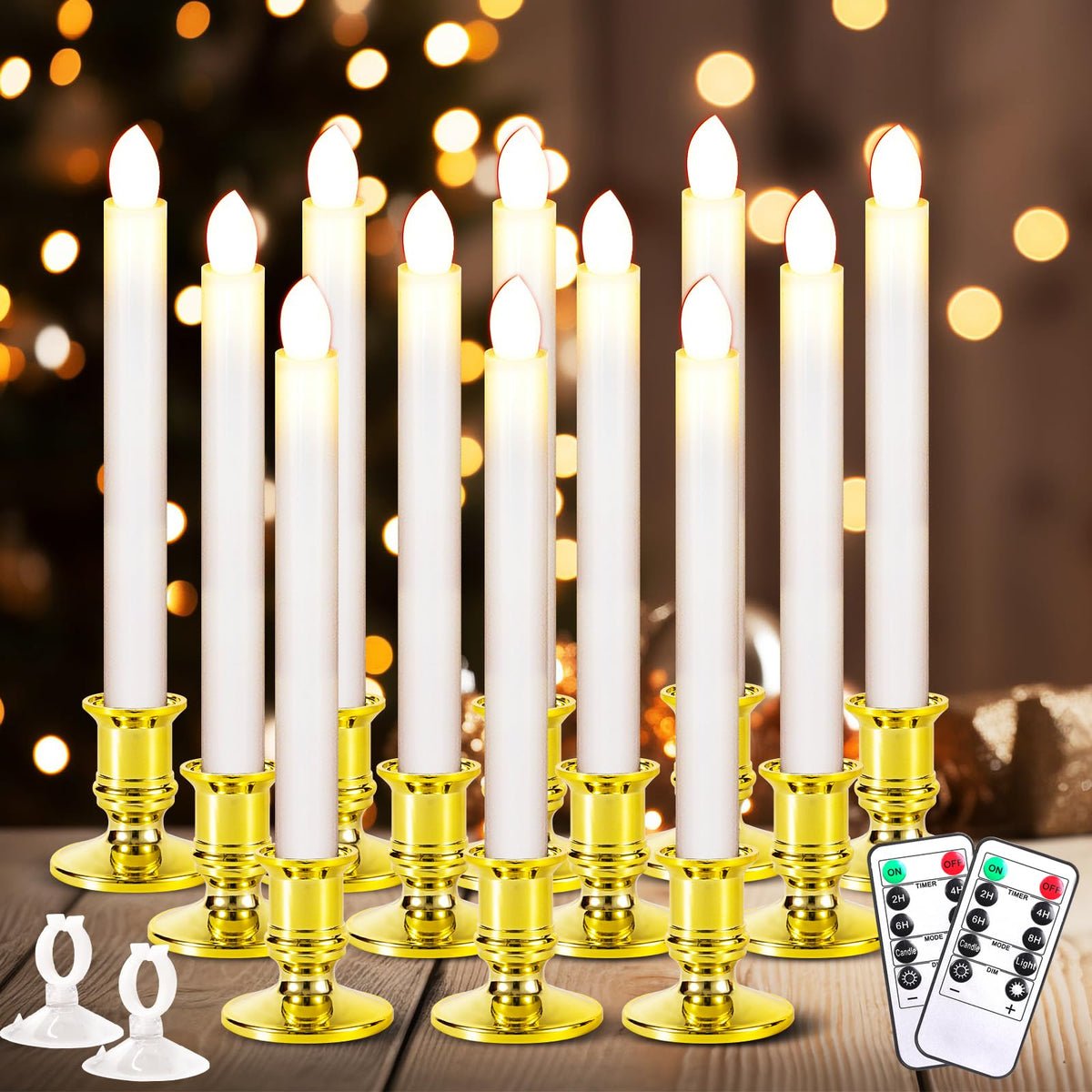 Qmioti 12-pack Christmas window candles glows warmly for festive windows