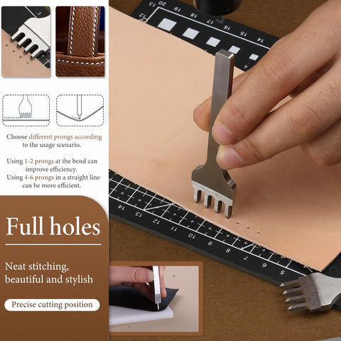QMNNMA 4-prong leather punch for straight-line perforation