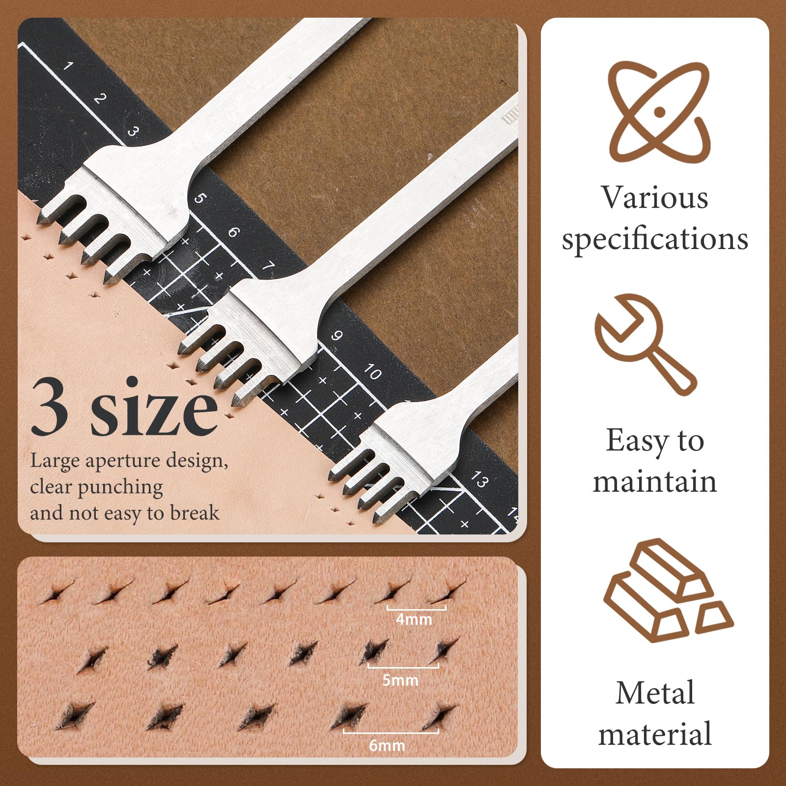 QMNNMA 6-prong leather punch for longer cuts and efficiency