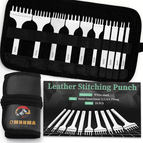 QMNNMA leather stitching punch kit with organized storage for easy DIY projects