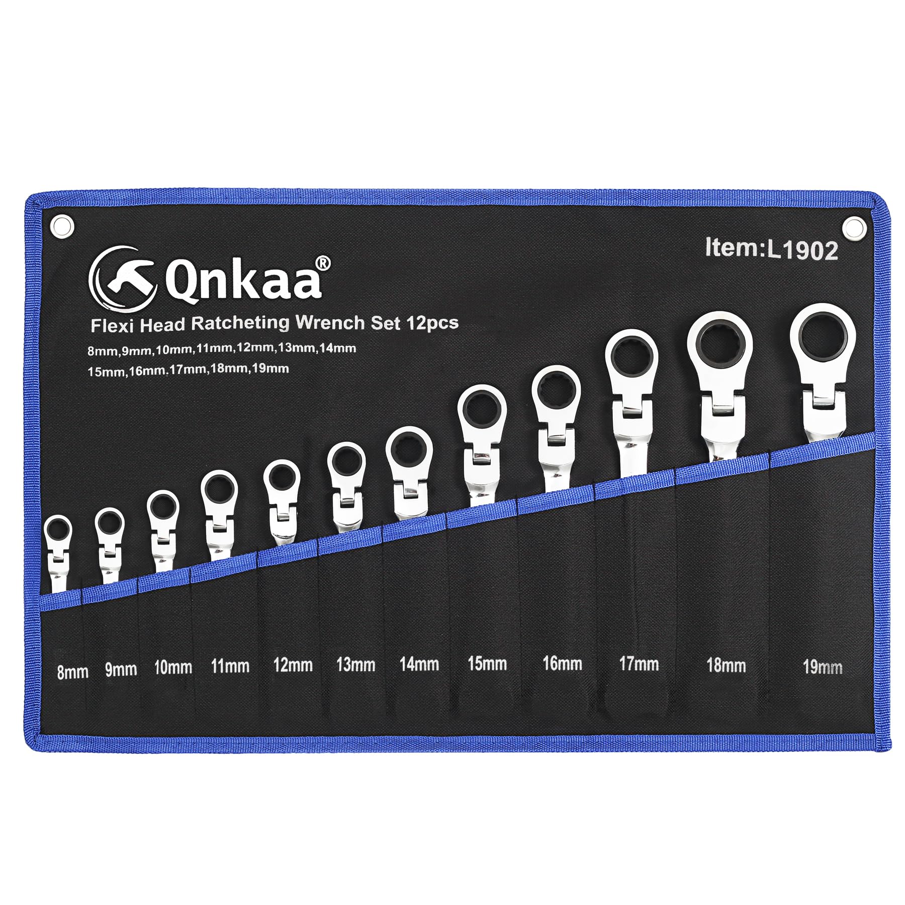 Qnkaa 15mm wrench with flexible head for versatile access.