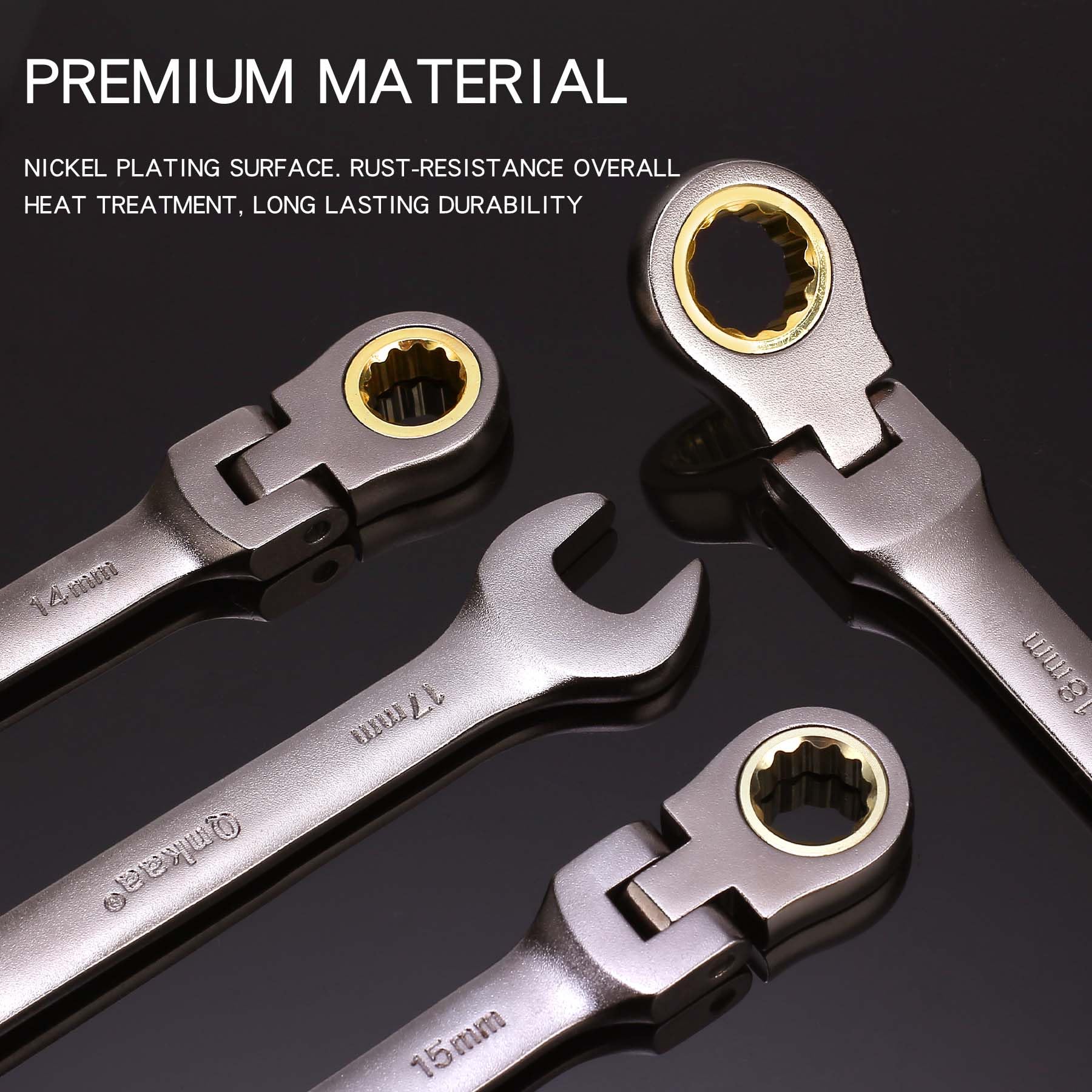 Qnkaa 10mm flex-head spanner delivers smooth operation in confined areas.
