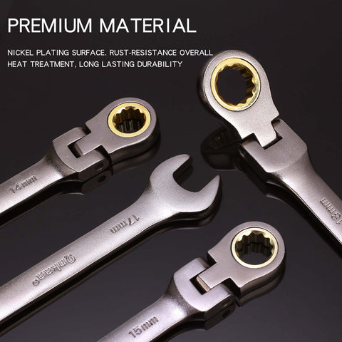Qnkaa 10mm flex-head spanner delivers smooth operation in confined areas.