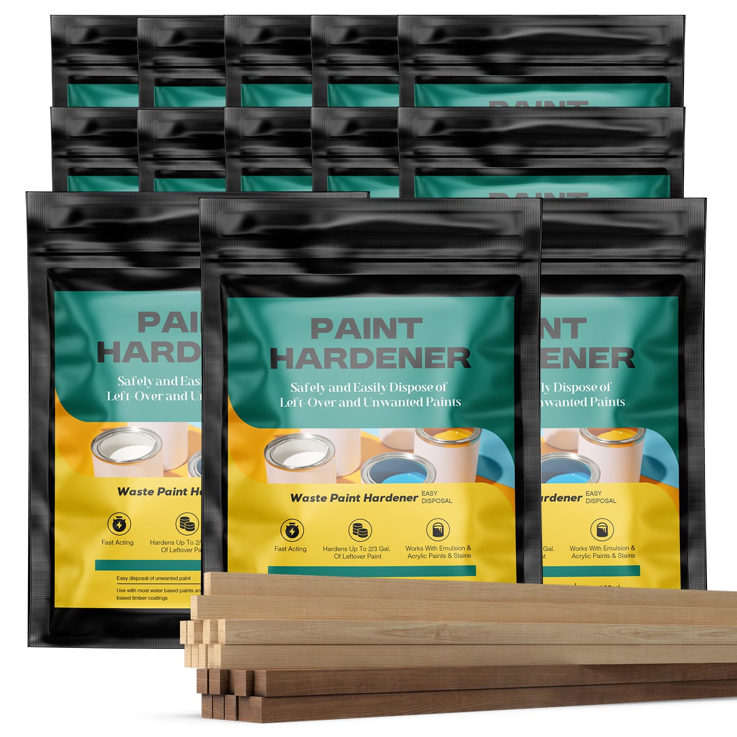 Qoddxx waste paint hardener packaging ready for cleanup after projects