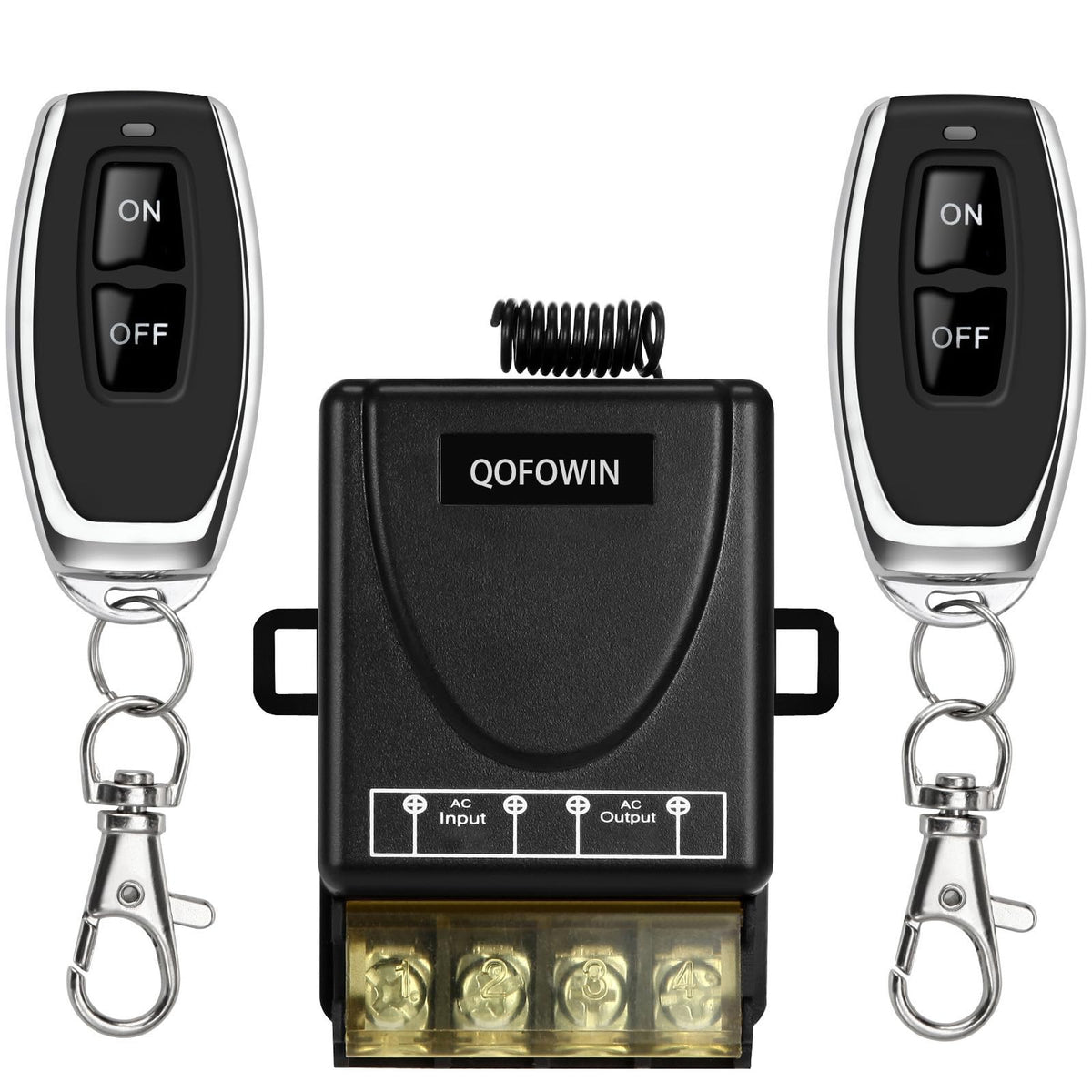 QOFOWIN remote switch with 328ft range controls lights from a distance.