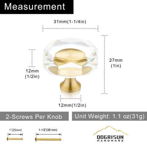 QOGRISUN brass crystal knob angle view showing light refraction