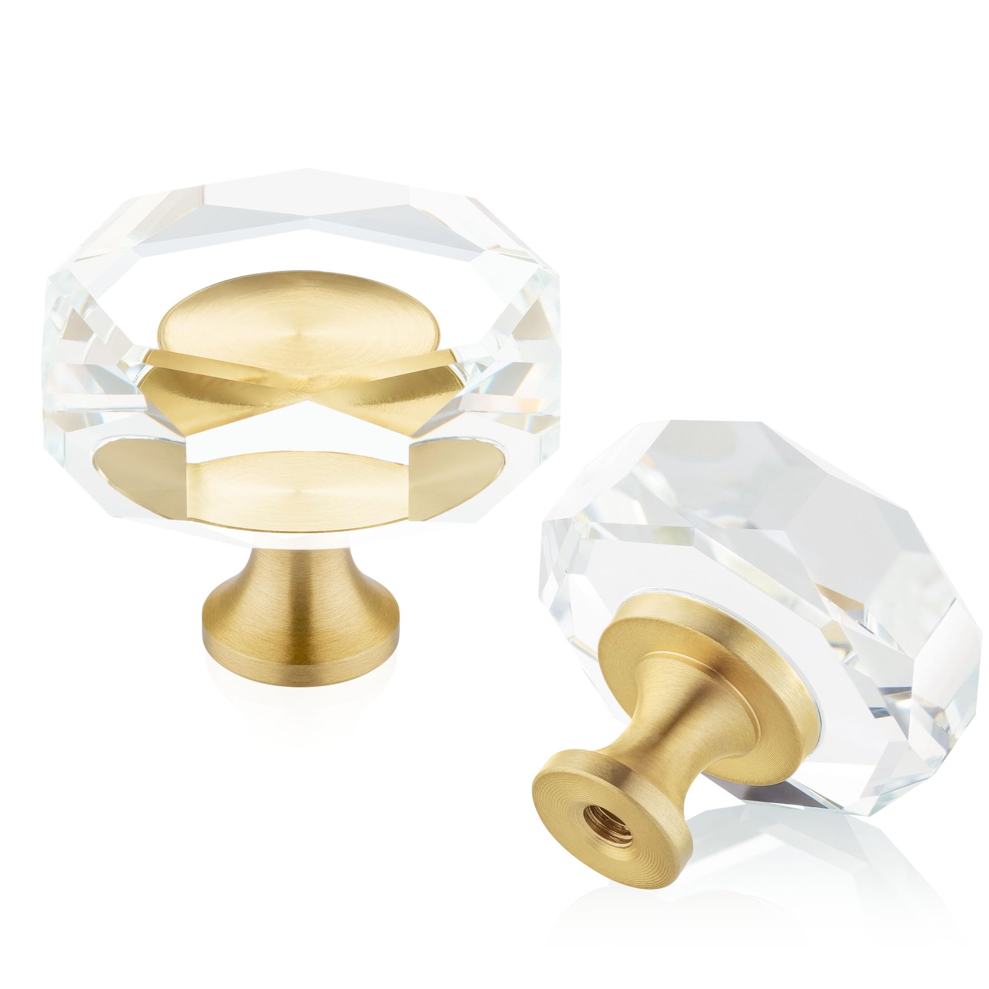 QOGRISUN brass crystal knob close-up highlighting clear facets for luxe dresser update