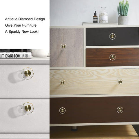QOGRISUN brass crystal knob drawer side view with balanced proportions