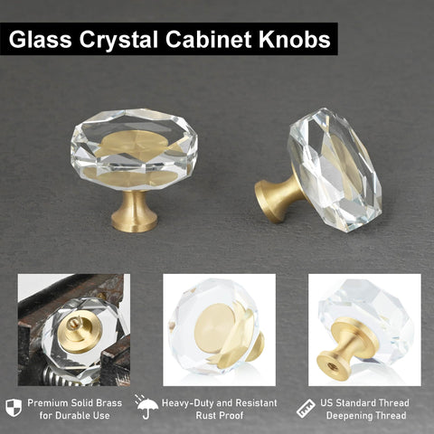 QOGRISUN brass crystal knob on drawer front adding modern elegance