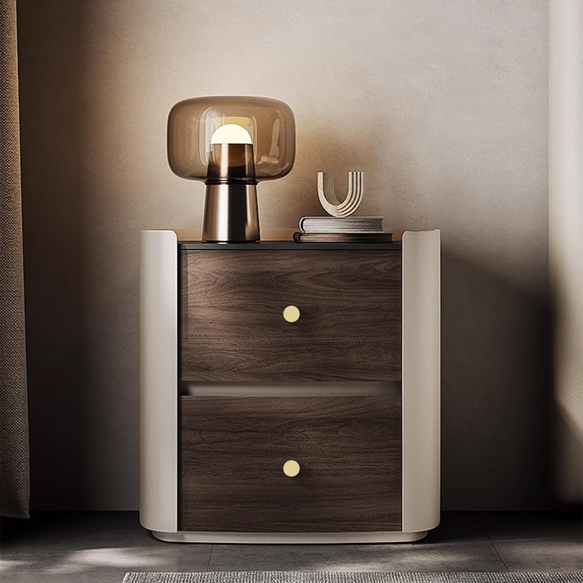 QOGRISUN round knob in a modern kitchen setting highlights contemporary hardware.