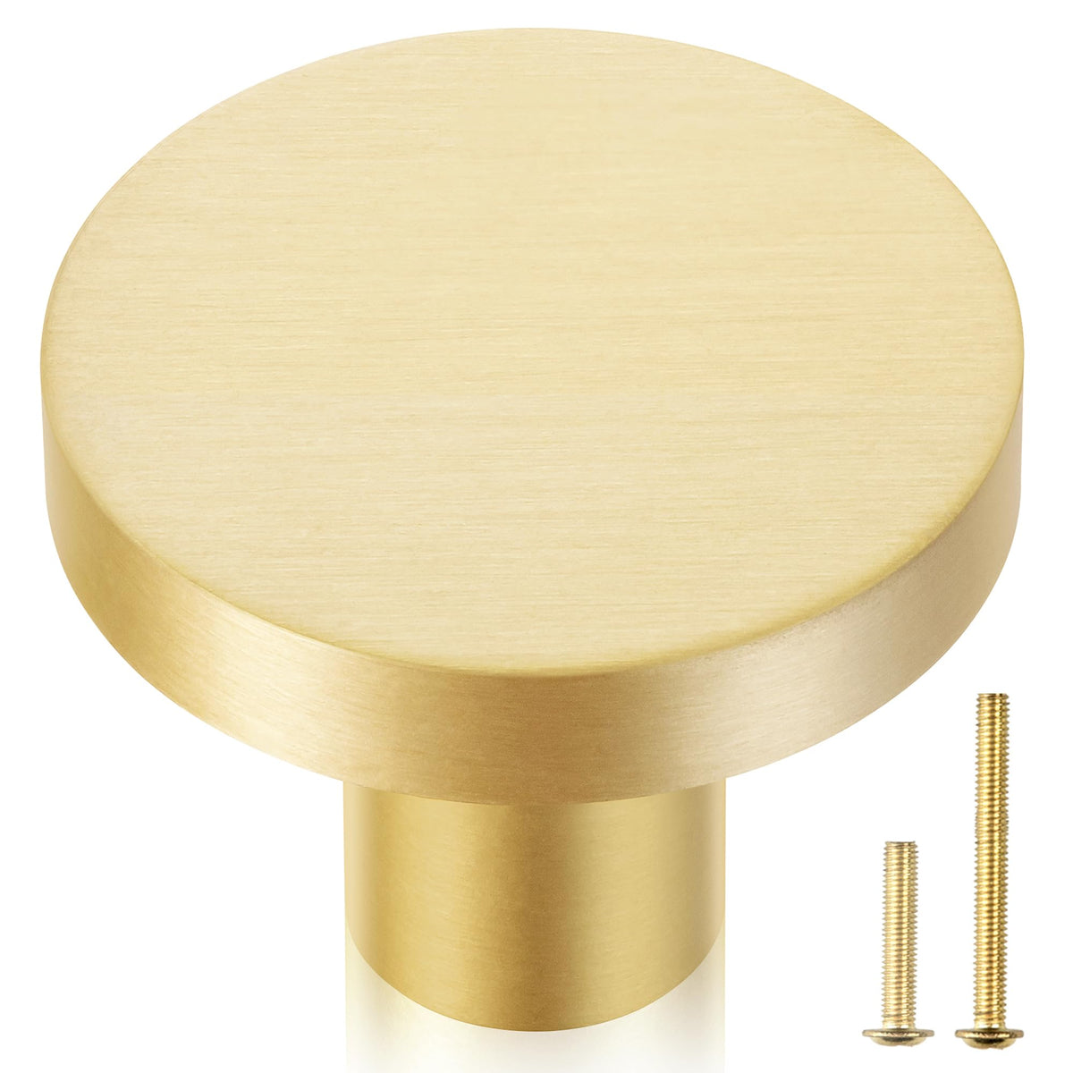 QOGRISUN round brass knob close-up showing brushed finish and solid feel.