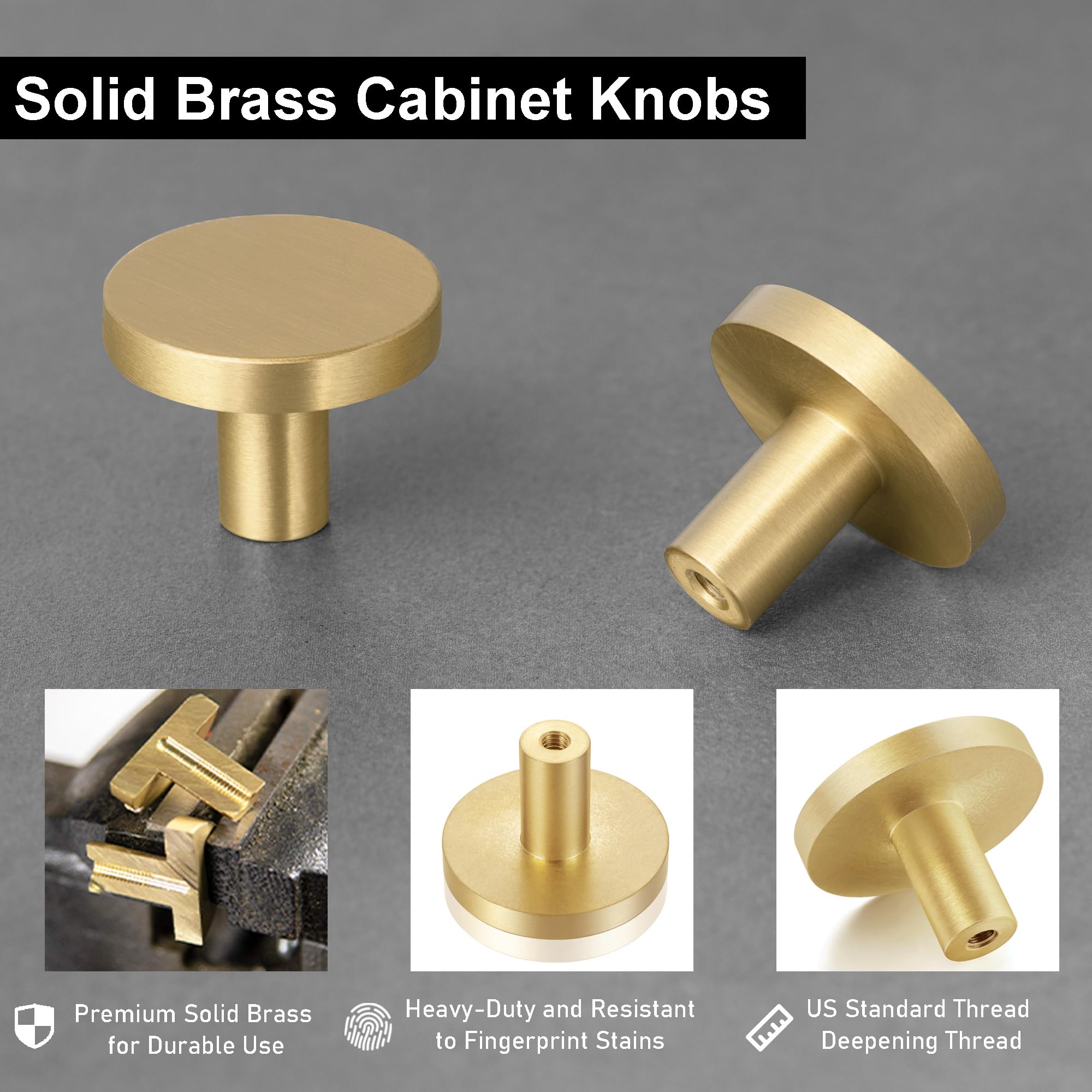 QOGRISUN brass knob close-up highlights textured surface and durable solid-brass construction.