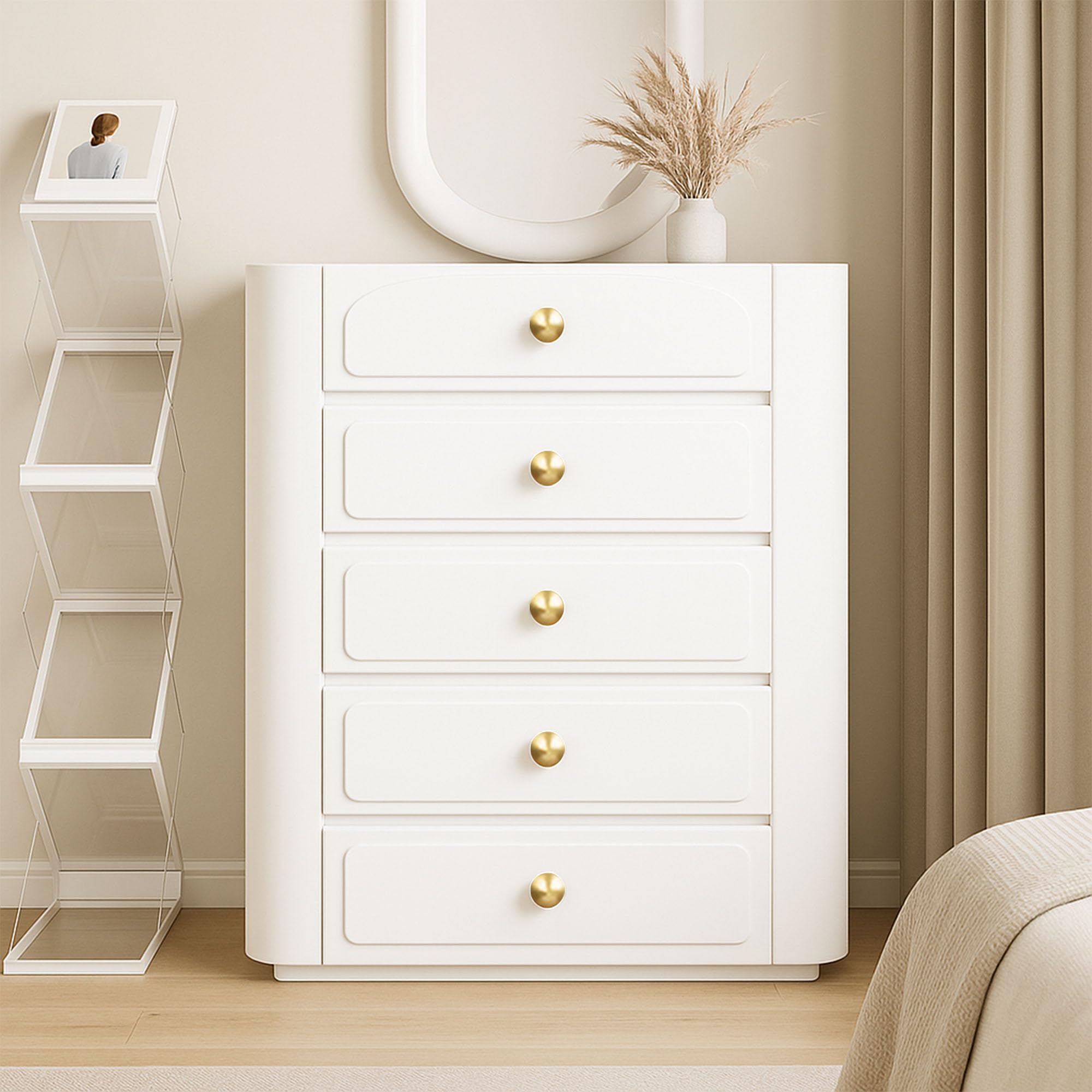 QOGRISUN sphere knob pairs with euro-style pulls for cohesive styling.