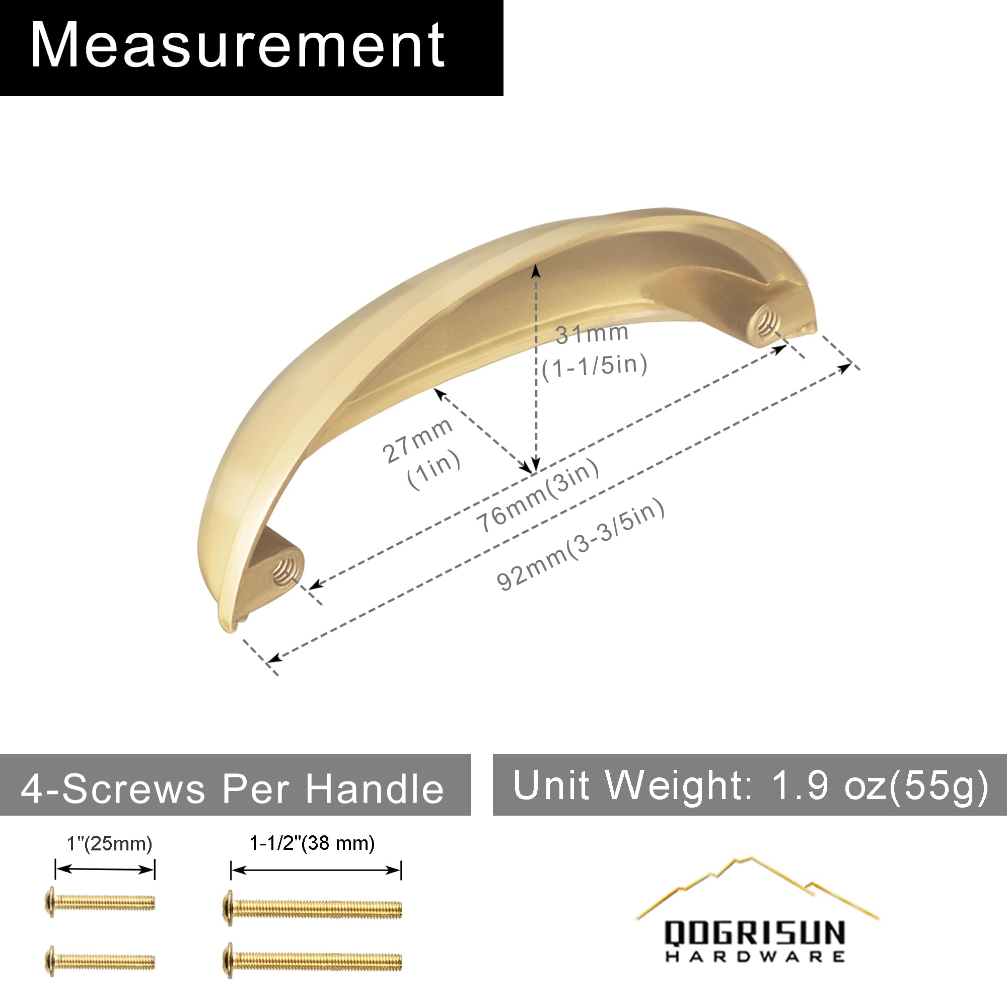 QOGRISUN dresser pulls brushed brass for a cohesive premium look