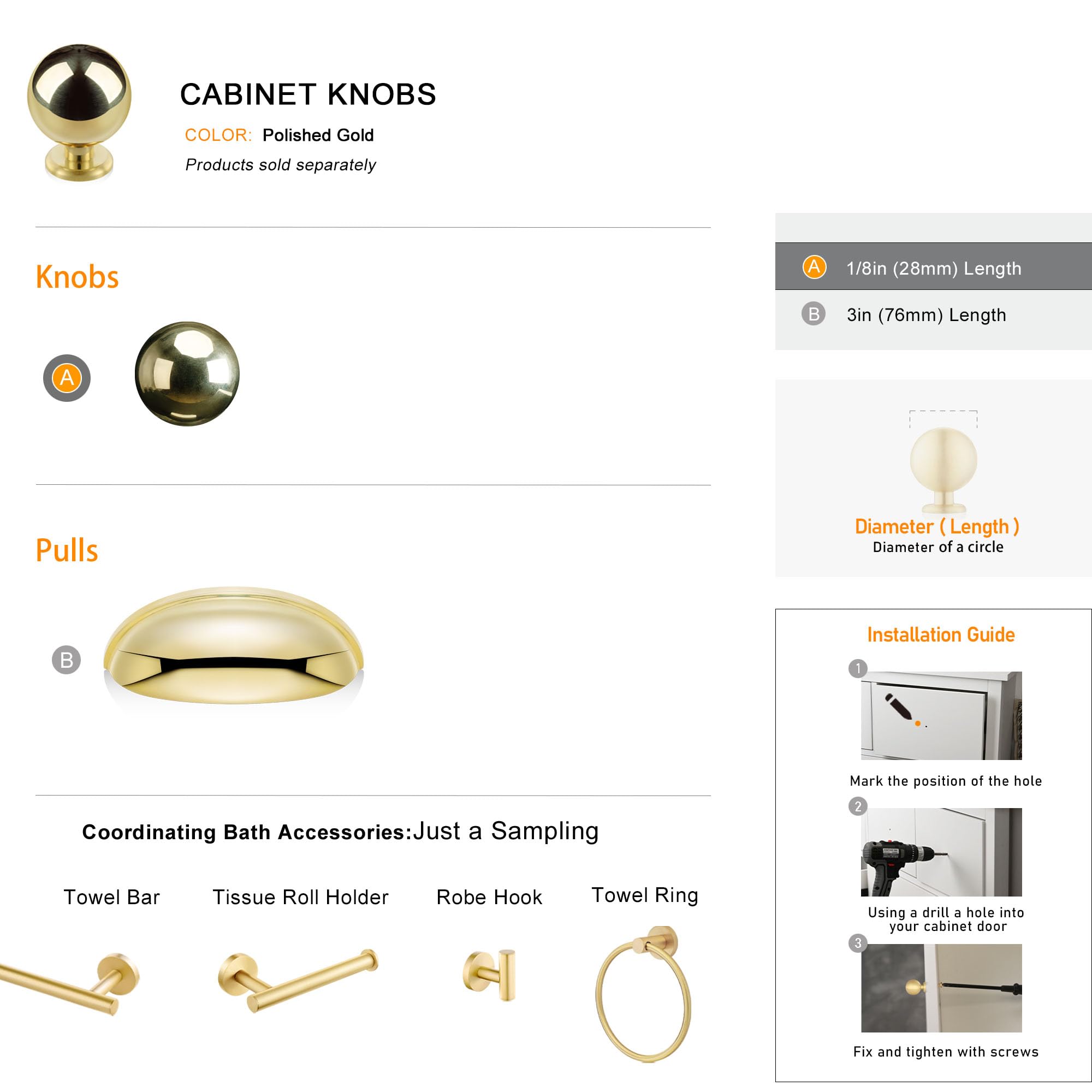 QOGRISUN unlacquered brass knob installation with two screw options simplifies setup.