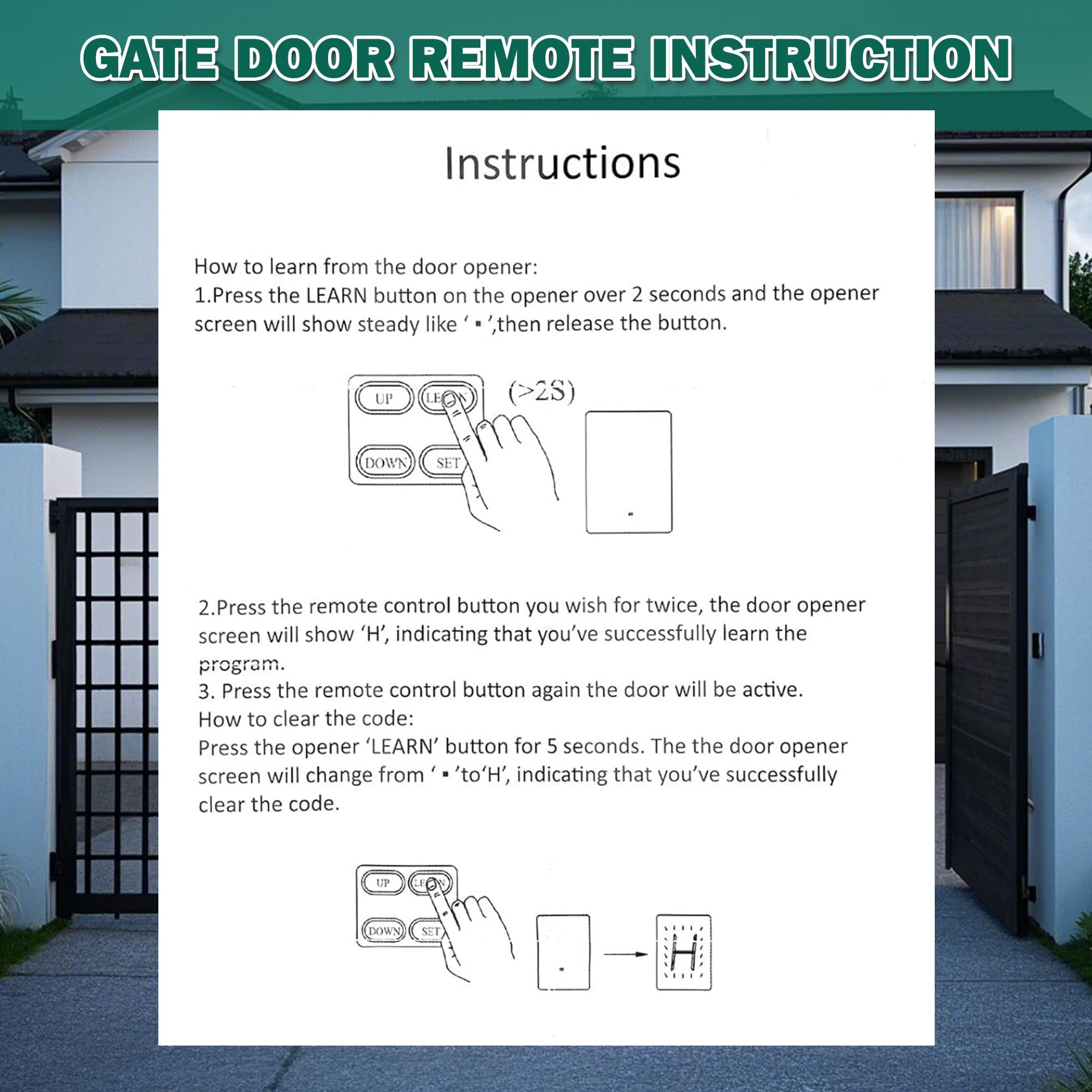 Qoroos M12 gate remote battery compartment uses alkaline 27A for reliable power