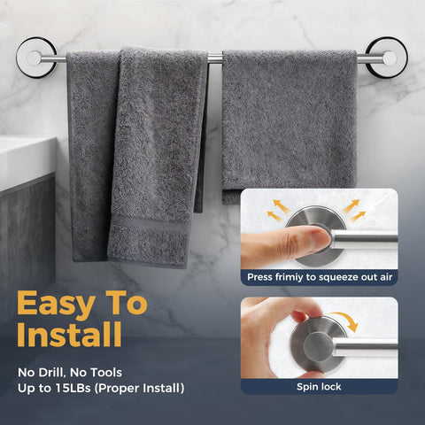 QQK brushed-silver stainless steel towel holder adds durable, rust-resistant style.