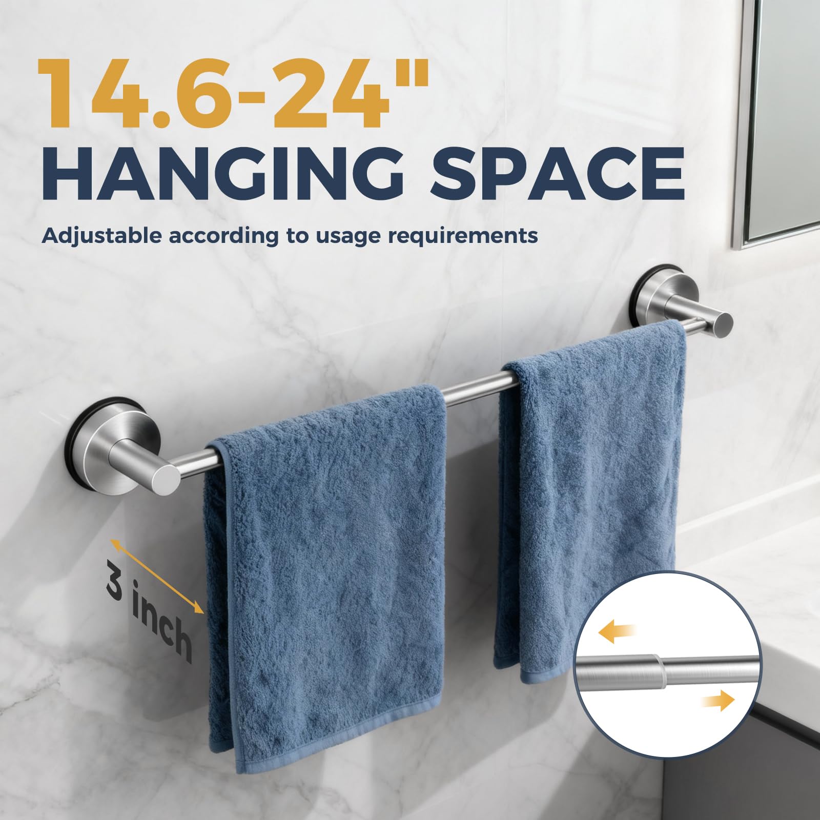 QQK suction cup towel bar installation offers no-drill, wall-friendly mounting.
