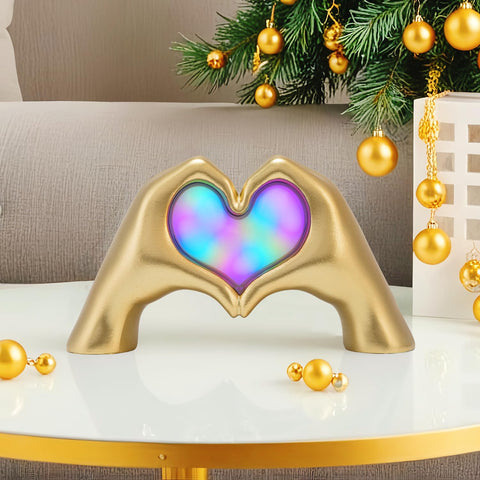 Qrglintwin Heart Hands Lamp table top decoration adds elegant gold accent