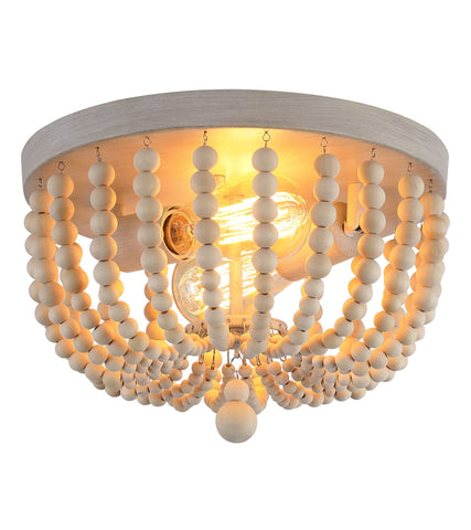 QS Boho Chandelier oak white finish adds rustic farmhouse style to nursery and living room